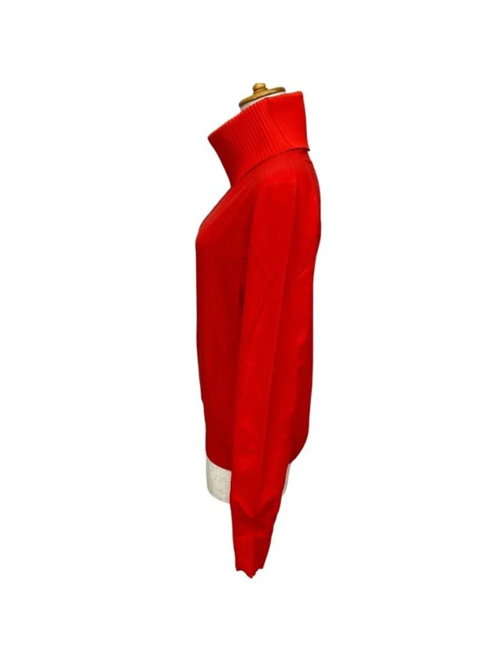 Louis Vuitton Turtleneck Knit Sweater Top Wool Polyurethane Red Fine Daily